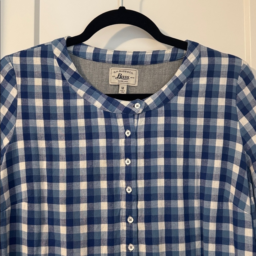 GH Bass & Co Blue and White Plaid Tunic Top/Dressshirt
